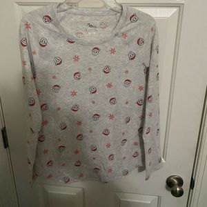 Girls Santa T-Shirt Kids Size 14 JUSTICE Grey Red Snowflakes Hats Hearts Top
